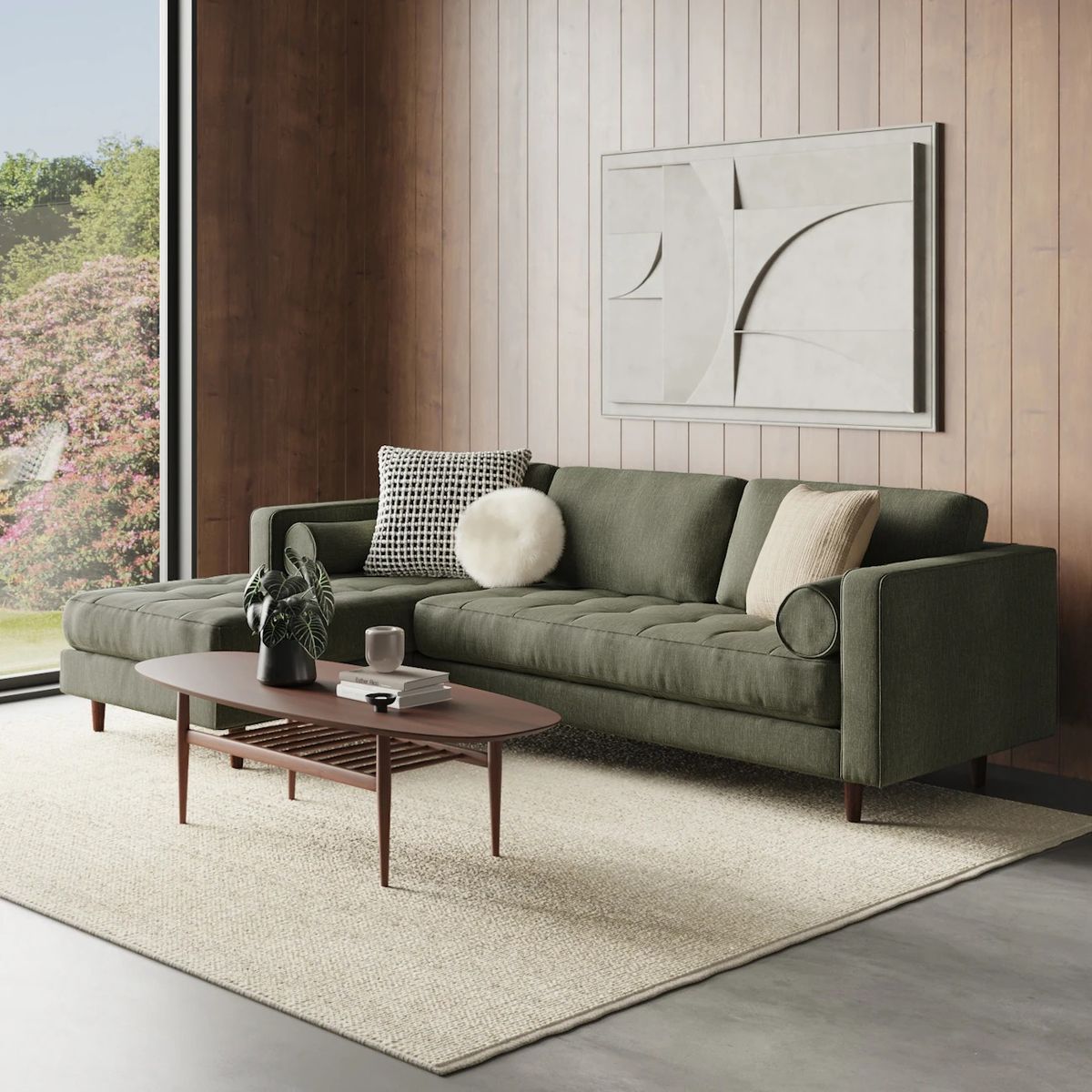 olive green sofa