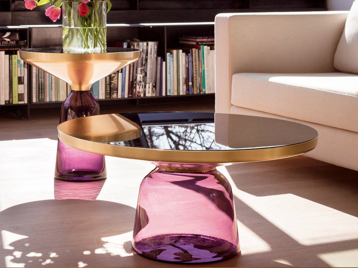 colorful glass tables