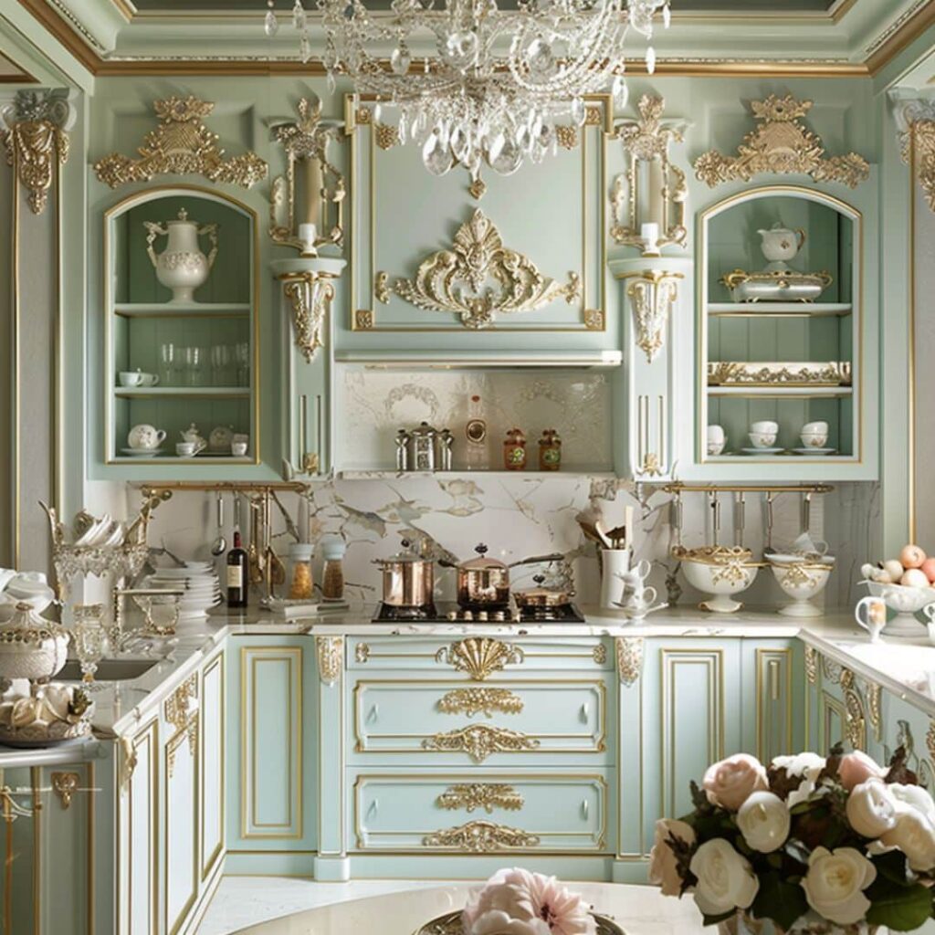 The Return of Romance: Regency and Rococo in 2026 House Decor 2 rococo kitchen interior design