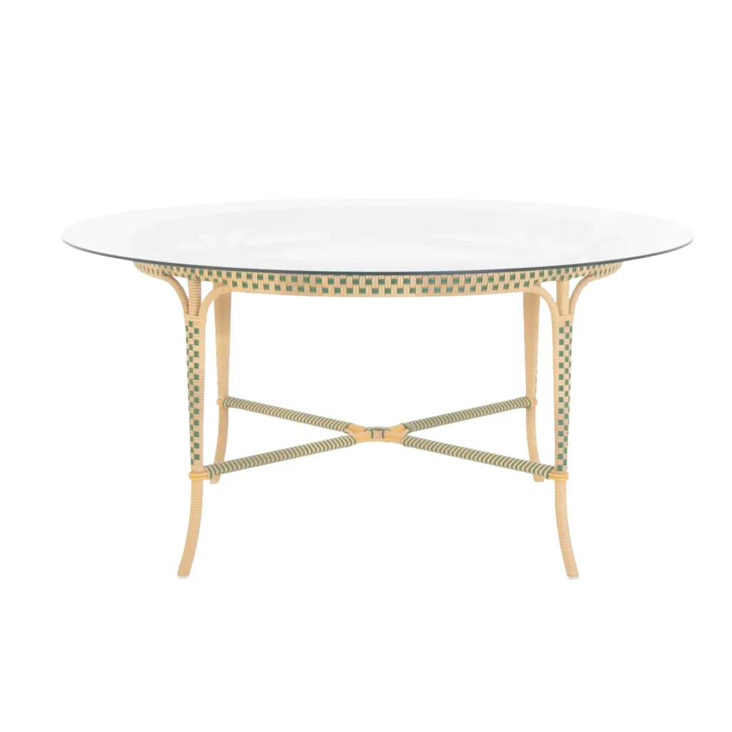 Round table with glass front view 1